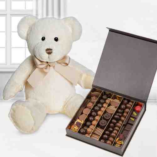 Chocolates With Teddy-Birthday Gifts For Her