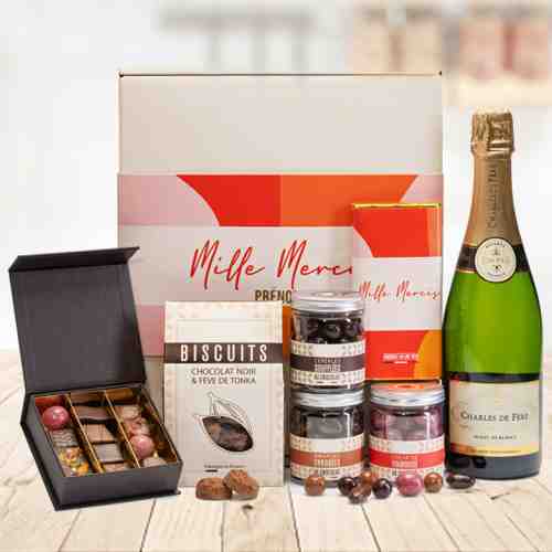 Sparkling Wine With Chocolates And Candy-Birthday Gifts For Sister