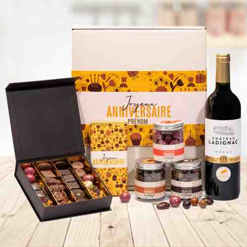 Red Wine And Chocolate Gift Box-Gift For Him On Birthday