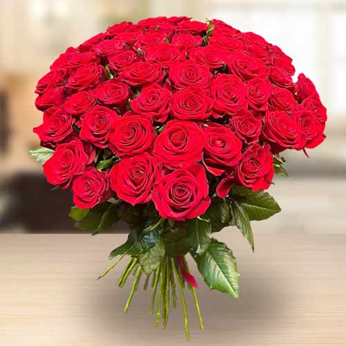 50 Red Rose Bouquet-Roses For Anniversary