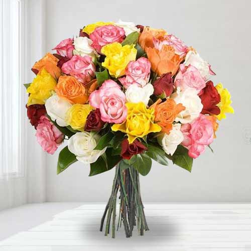 30 Multi Color Rose Bouquet-Rose Bouquet Anniversary