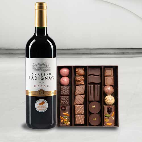 Assortment of Chocolate and Wine