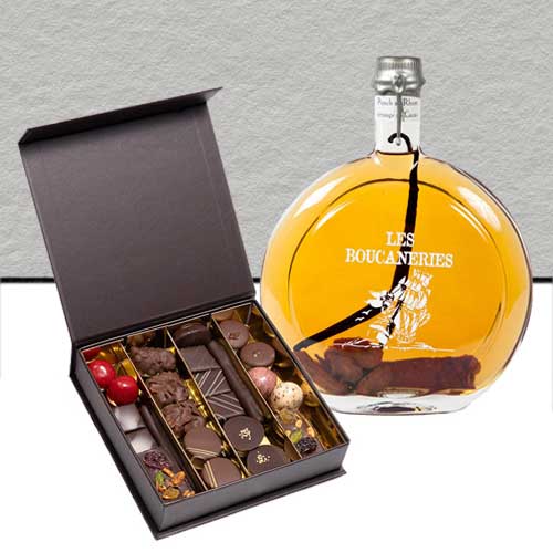 Chocolates and Rum with Cocoa Beans-Chocolate and Wine Delivery France