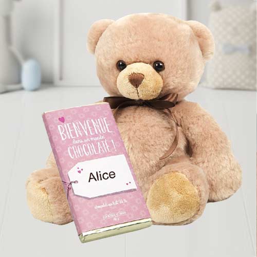 Girl Birth Gifts-Teddy and Chocolate Delivery France