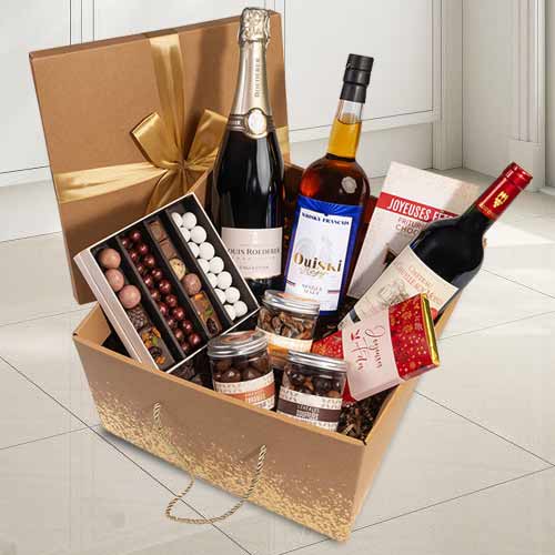Chocolate Champagne and Wine-Christmas Gift Box Paris