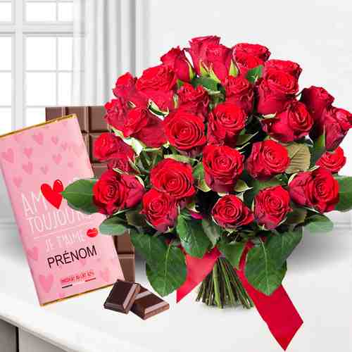 20 Rose Bouquet With Chocolate-Send Him A Valentines Gift