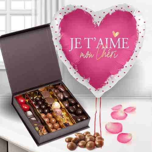 Chocolate And Balloon Arrangement-Valentine's Day Gift Delivery For Her
