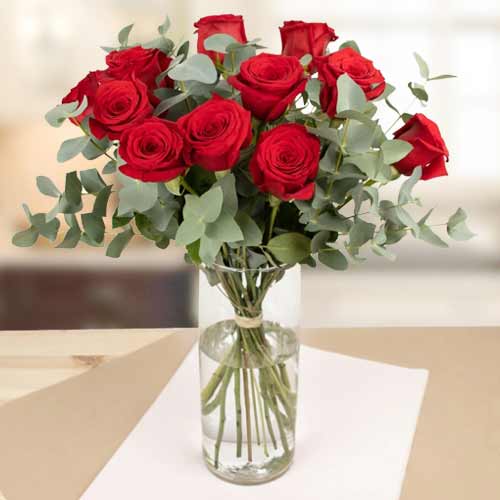 Magnificent Bouquet Of Elegant Red Roses-Gift Basket to France