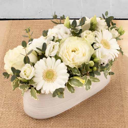 Beauty Of White Flower Arrangement-Gift Basket to France