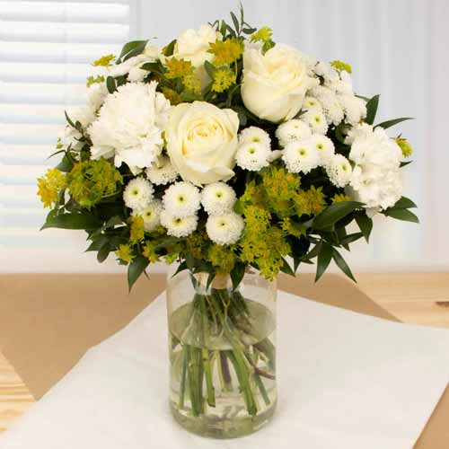 Glamorous Bouquet Of White Flowers-Gift Basket to France