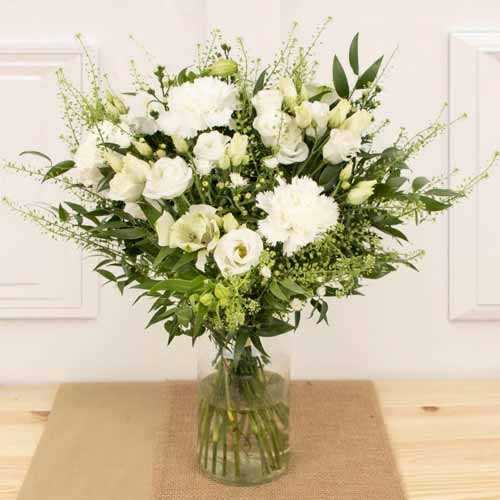Exquisite White Flower Bouquet-Gift Basket to France