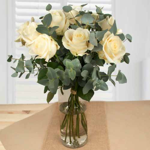 Beautiful Bouquet Of White Roses-Gift Basket to France