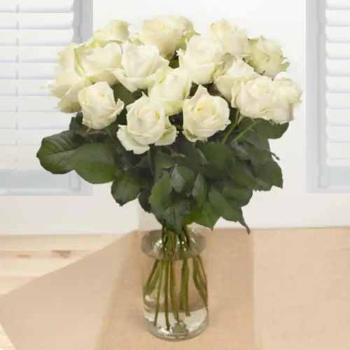 12 White Rose Bouquet-Wedding Anniversary Flowers Delivery