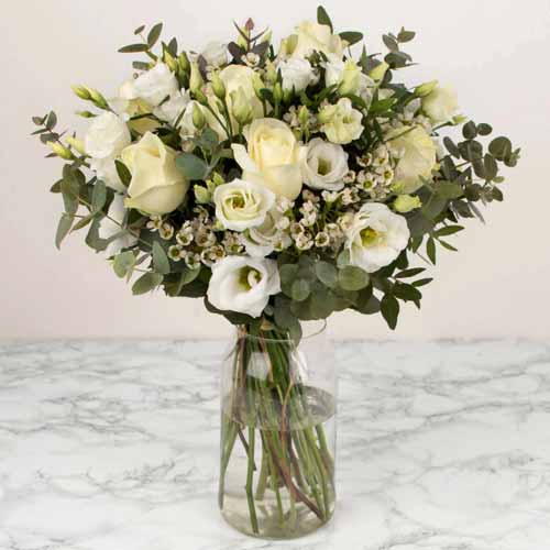 Pretty Bouquet Of White Flowers-Send Bereavement Flowers