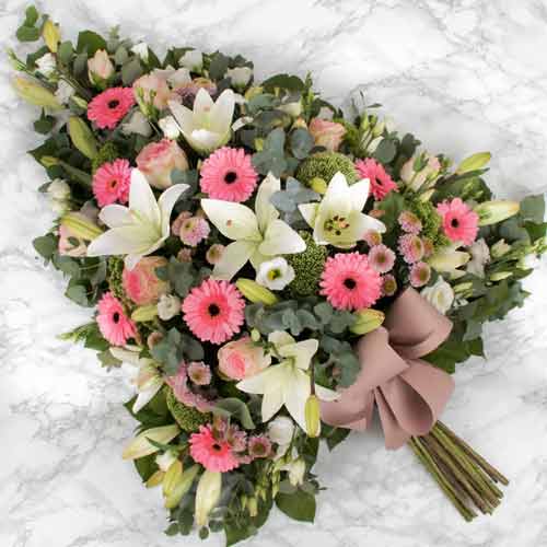Elegant Seasonal Flowers In Pink Tones-Funeral Service Flower Arrangements