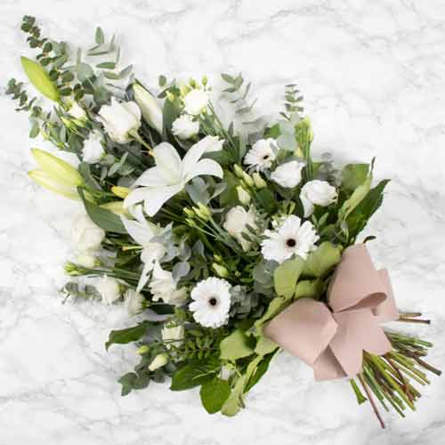 Elegant Bouquet Of White Flower-Condolence Sympathy Flowers