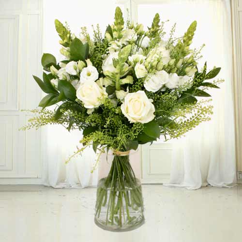 Mystic Elegance Mixed Flowers Bouquet-White Rose Bouquet For Funeral