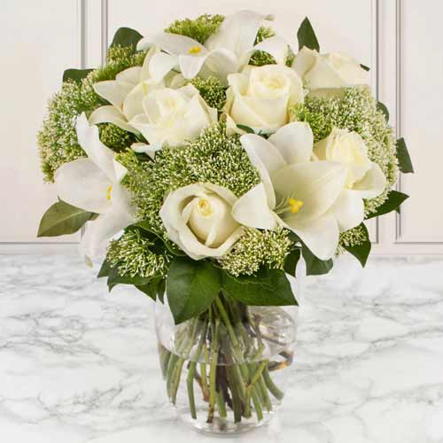 Roses And Flowers In White Tones-Best Flowers To Send To Someone Grieving