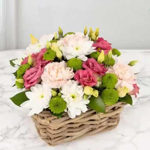 Freshly Picked Mixed Flower Basket-Flower Delivery Funeral Arrangements