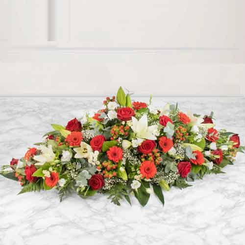 Majestic Red And White Arrangement-Sending Flowers To A Wake