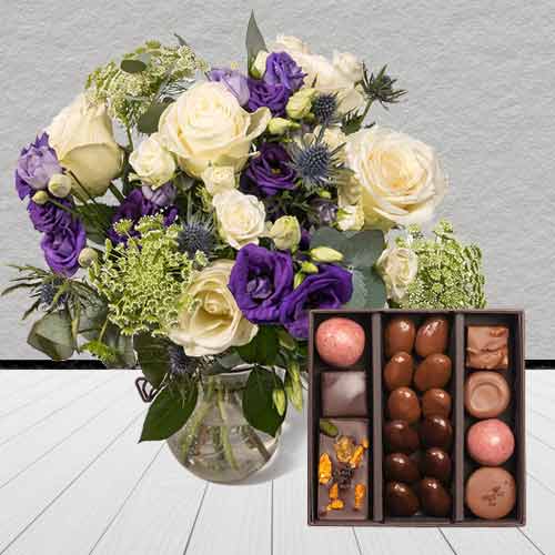 Bouquet Of Flowers And Chocolates-Gifts For Mothers Bday
