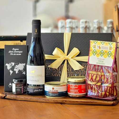 “The Bourgueil” Gourmet Gift Box With Red Wine & French Delicacies | Artisan Gourmet Delights 