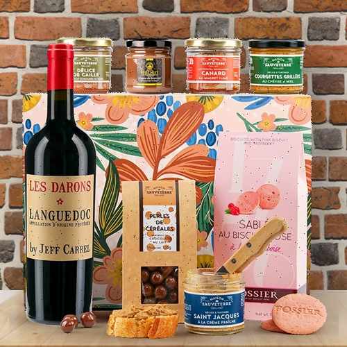 Regional Delights Gift Box With Gourmet Treats & French Red Wine | French Gastronomic Tradition