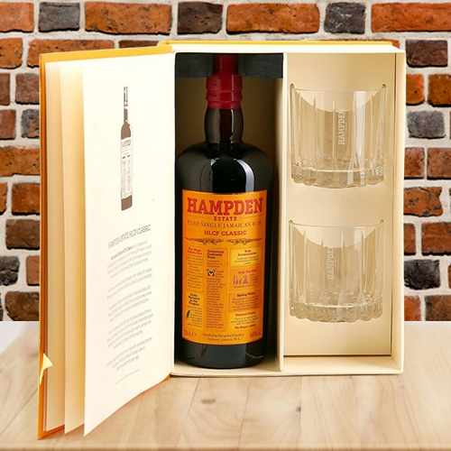 Hampden HLCF Classic Rum Gift Set With 2 Rocks Glasses For Connoisseurs | Lovers Of Hampden Rum 