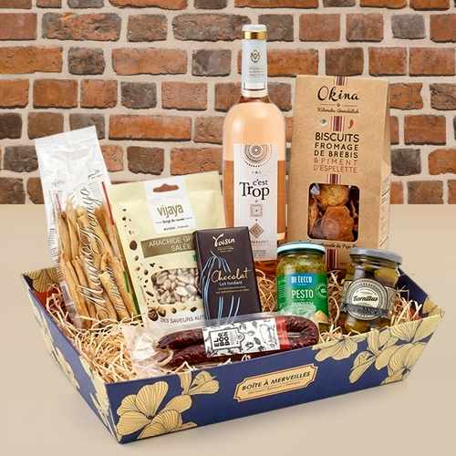 - Rosé Wine & Sausage Gourmet Gift Box Delivery | Gourmet Aperitivo Collection 