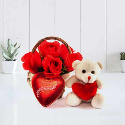 Romantic Red Roses And Bear-Birthday Gift For My Daughter