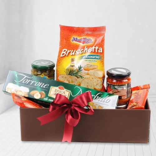 Torrone And Bruschetta Basket-Gourmet Food Gifts To Send