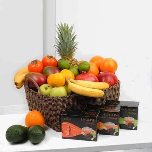 Fruits And Tea Hamper-Get Well Packages To Send