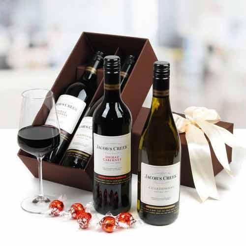 Red And White Wine And Chocolates-Birthday Gifts For Long Distance Friends