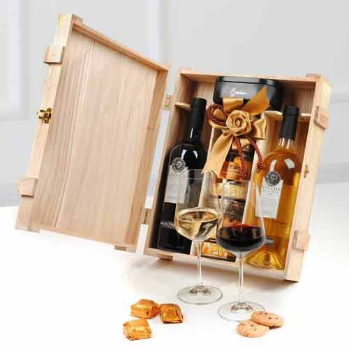 Wine Duo With Sweets-Wedding Gifts For Couples