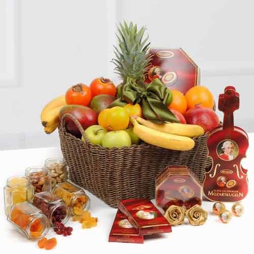 Fruit And Mozart Sweet Basket-Food Gifts Delivered For Christmas