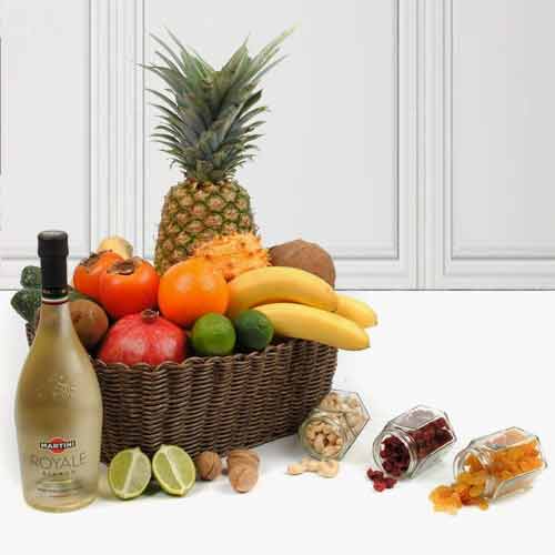 Nut And Fruits Basket With Martini-Mother's Day Gifts For Grandmothers