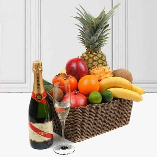 A Hefty Fruit Basket And  Champagne-Gift For New Brother In Law