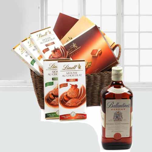 Lindt Chocolate Basket With Whiskey-Birthday Ideas For Adult Son