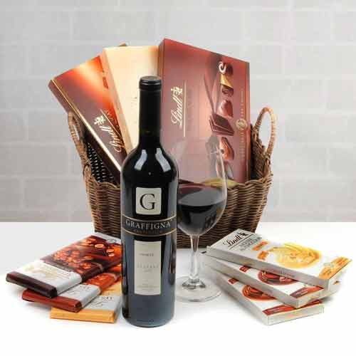 Chocolate Basket With Quality Wine-Best Friend Birthday Gifts Long Distance