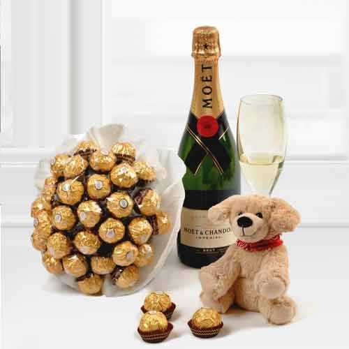 - Birthday Chocolate Moet And Teddy Hamper