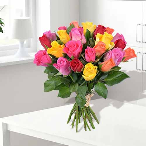 25 Multi Color Rose Bouquet-Deliver Roses To Someone