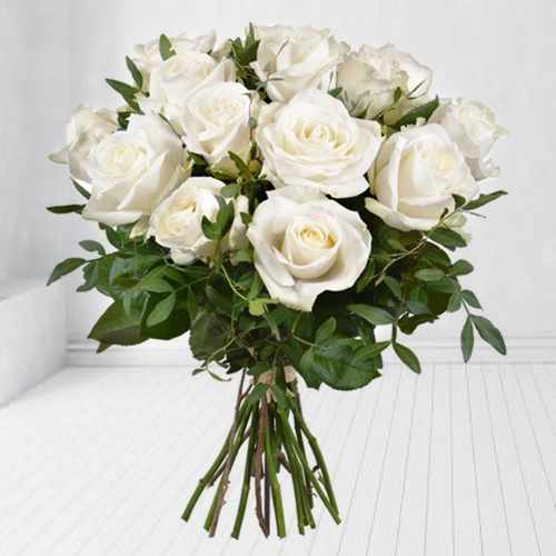 White Rose Bouquet-Dozen White Rose Bouquet